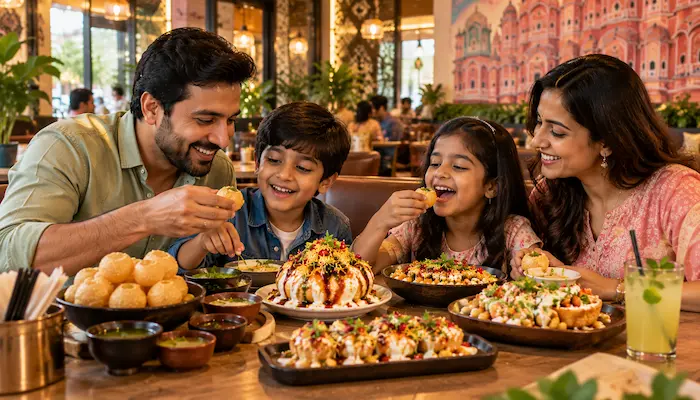 Family dining in Jaipur at Richi Rich Fusion Chaat