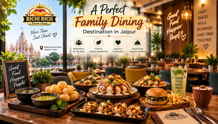Food variety at a family restaurant in Jaipur