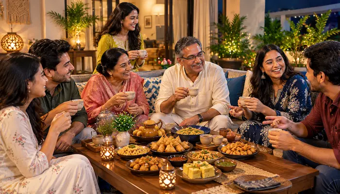 Indian snacks served during a family gathering